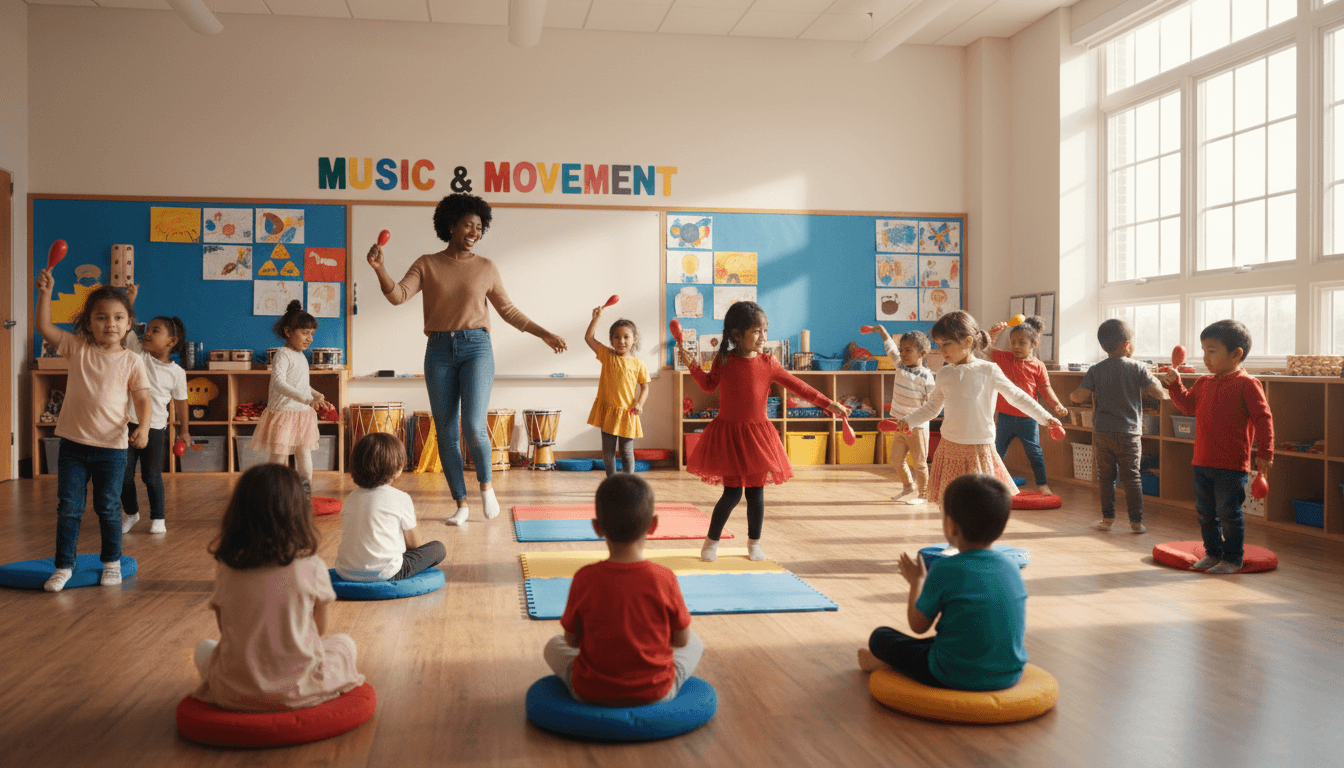 Kids dancing during circle time activity