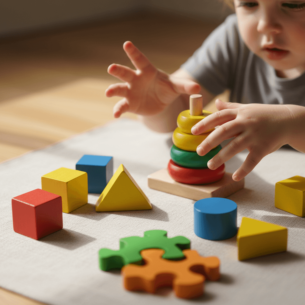 Children playing with toy cars and trains