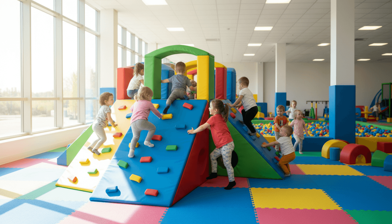 Kids building with soft blocks